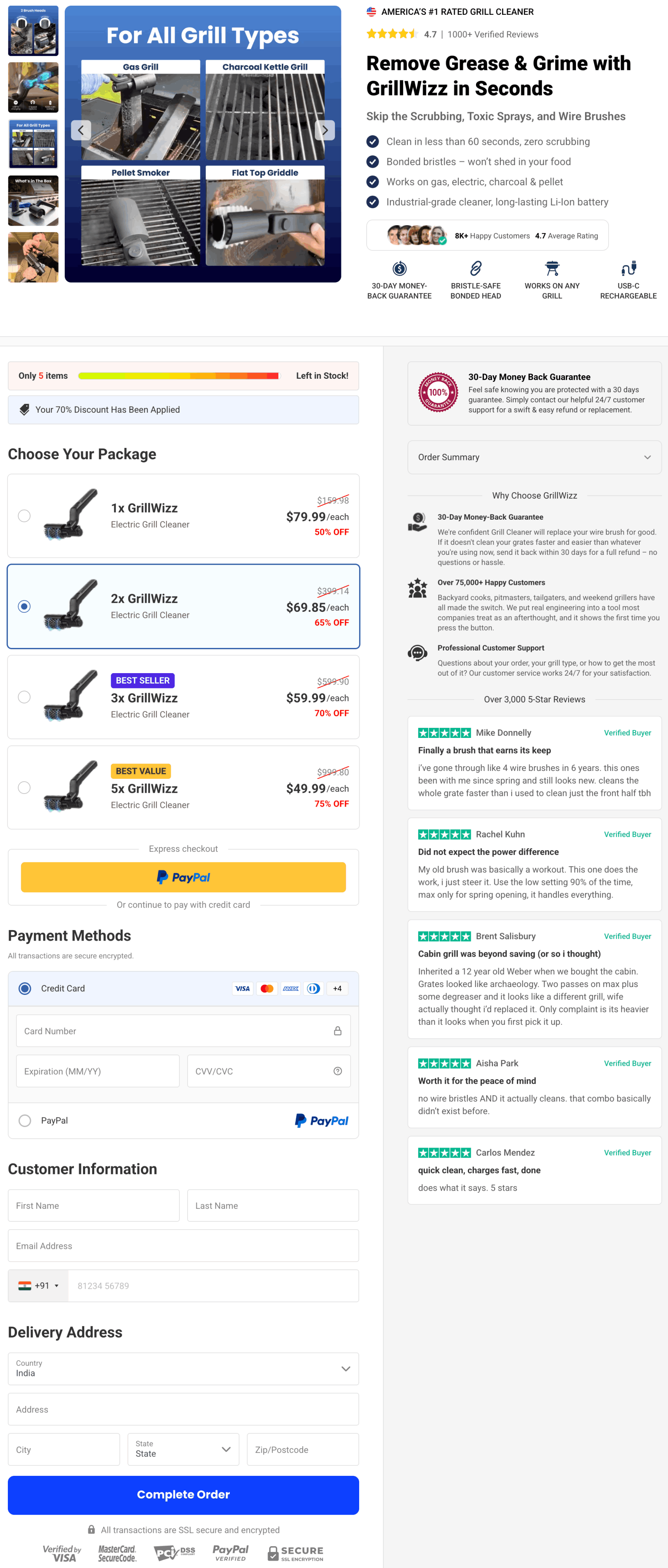 GrillWizz Grill Cleaner Official 100% Secure checkout page